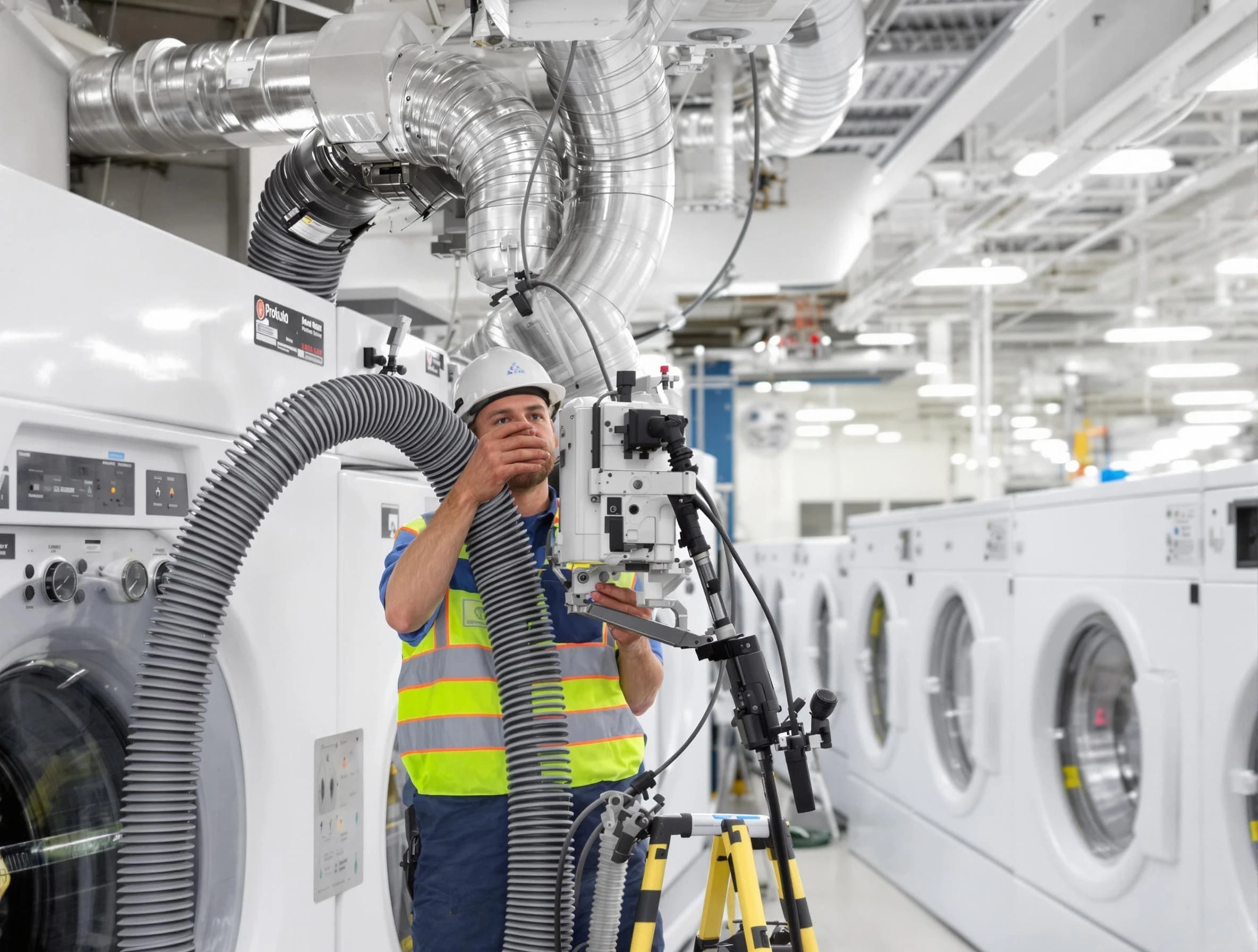 Franklin Park Dryer Vent Cleaning team performing commercial-grade dryer vent cleaning at a business facility in Franklin Park