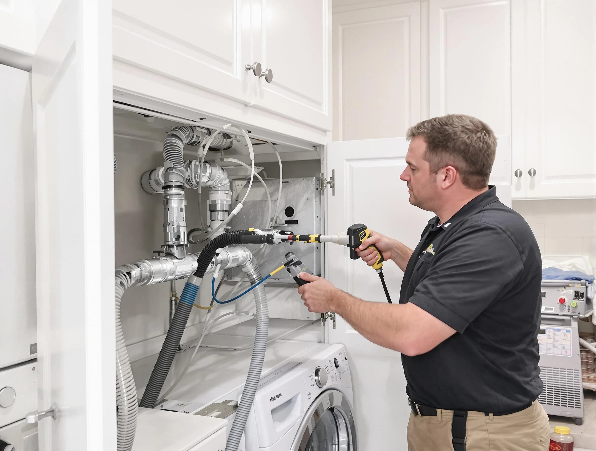 Franklin Park Dryer Vent Cleaning professional removing severe blockage from a clogged dryer vent in Franklin Park